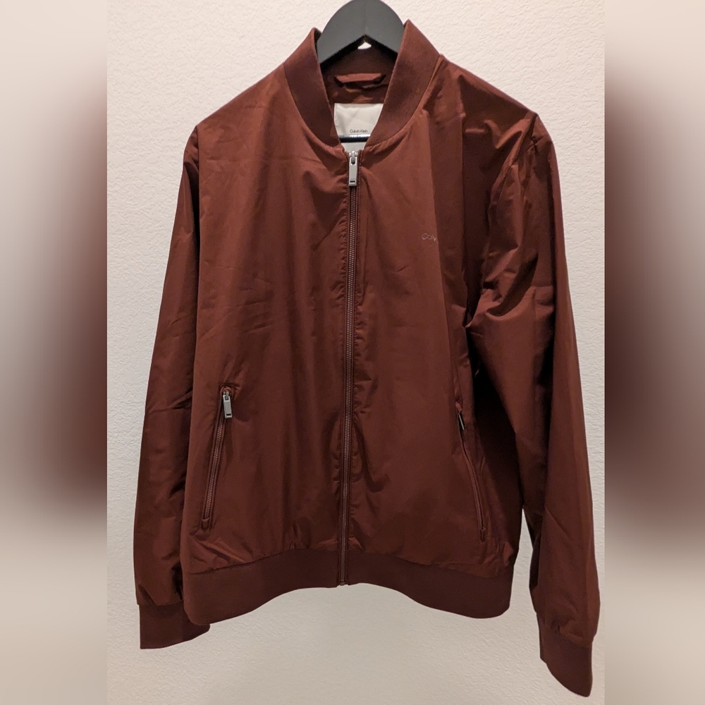 Calvin Klein Men's Matte Bomber Jacket in Rusted Root - Size L